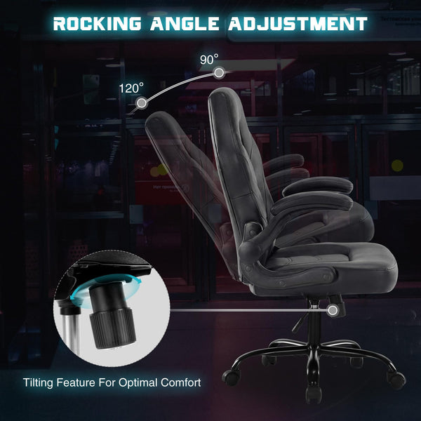 Ergonomic Gaming Chair with Lumbar Support and Flip-Up Armrest