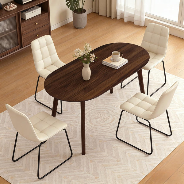 63" Oval Dining Table for 4–6 – Mid-Century Modern with Solid Wood Legs