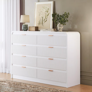 8-Drawer Fluted Dresser with Metal Handles