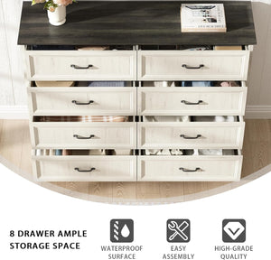 Farmhouse Dresser & Nightstand Bedroom Set – 4 Piece, White