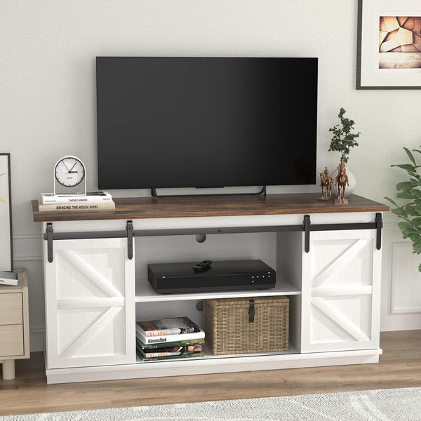 TV Stand with Sliding Barn Doors & Storage Cabinets – 58" & 65"