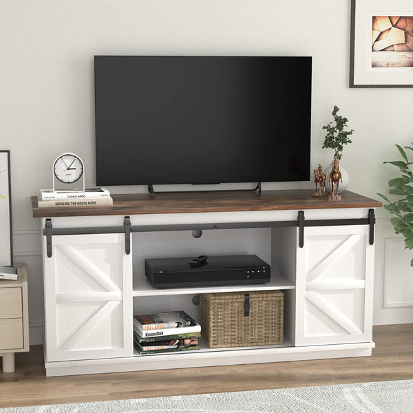 TV Stand with Sliding Barn Doors & Storage Cabinets – 58" & 65"