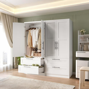 Armoire Wardrobe Closet with 2 Doors & 2 Drawers