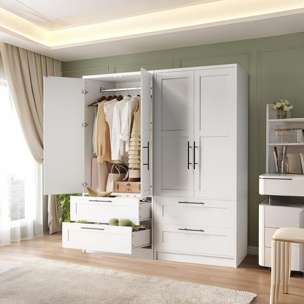 Armoire Wardrobe Closet with 2 Doors & 2 Drawers