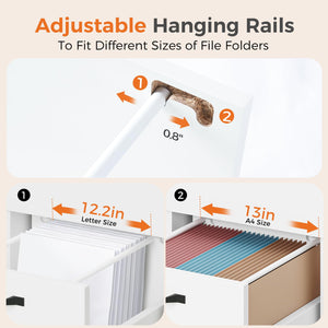 2-Drawer Rolling Filing Cabinet with Printer Stand