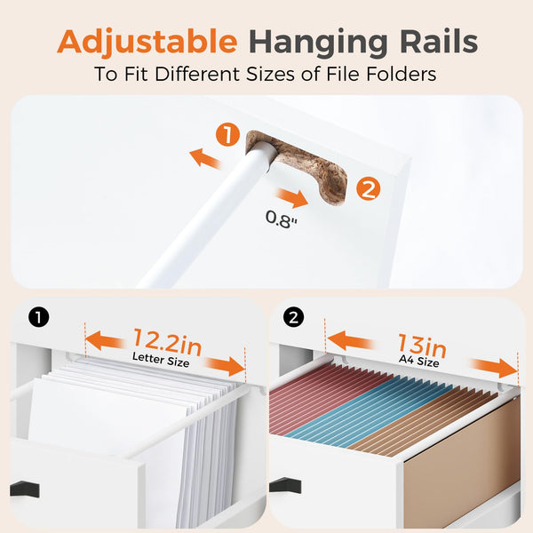 2-Drawer Rolling Filing Cabinet with Printer Stand