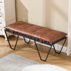 49" Upholstered Bench with Metal Legs