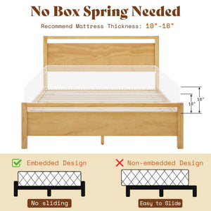 3-Piece Solid Wood Bedroom Set with Platform Bed & Nightstands