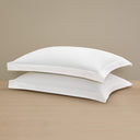 Checkered Sateen Pillow Sham Set of 2 – Standard Size, 100% Cotton, White