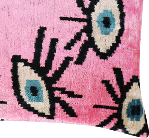 Pink Evil Eye Velvet Throw Pillow 16" x 24"