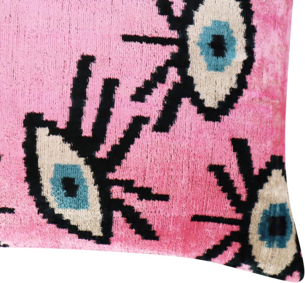 Pink Evil Eye Velvet Throw Pillow 16" x 24"