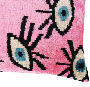Pink Evil Eye Velvet Throw Pillow 16" x 24"