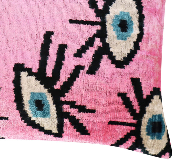 Pink Evil Eye Velvet Throw Pillow 16" x 24"