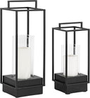 Two-Piece Lantern Candle Holder Set with Glass Cylinders