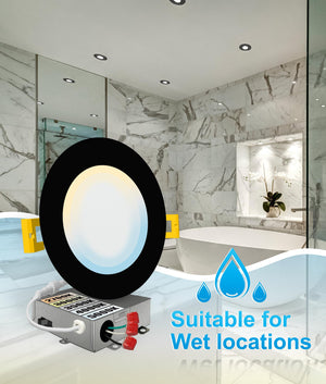 6-Inch Black LED Recessed Lighting 12-Pack 5CCT Dimmable Canless Wafer Light