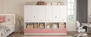 White 3-Door Wardrobe Armoire with Hanging Rod, Shelves & Drawers