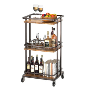 3-Tier Rolling Bar Cart with Wheels