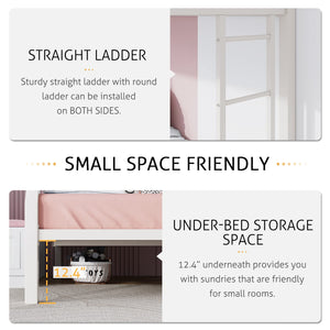 Twin Over Full Metal Bunk Bed with Ladder and Guardrail