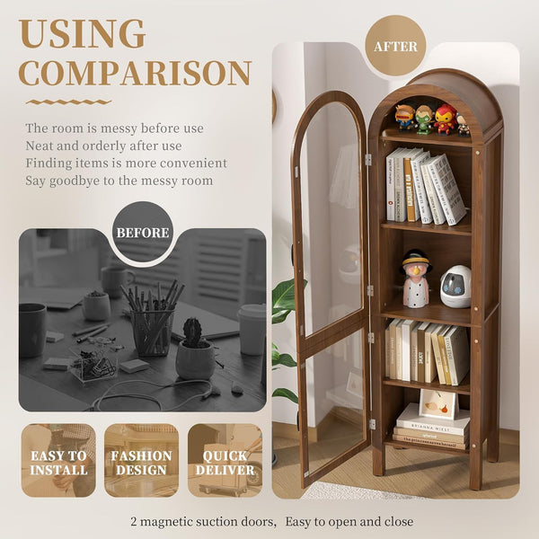 5-Tier Arched Display Cabinet with Acrylic Glass Doors