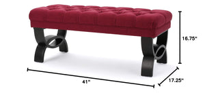 Tufted Fabric Ottoman Bench – Deep Red