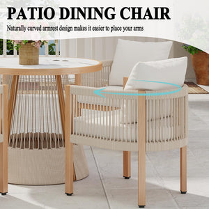 Outdoor Rope Dining Chairs with Cushions