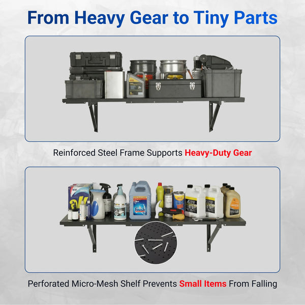 Heavy-Duty Perforated Wall Shelf with 1400 lbs Capacity