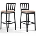 Outdoor Bar Stools Set of 2 with Cushion, Metal Patio Bar Stools All-Weather