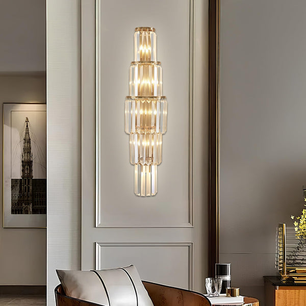 Modern Crystal Wall Sconce 5-Light Metal Vanity Light Fixture