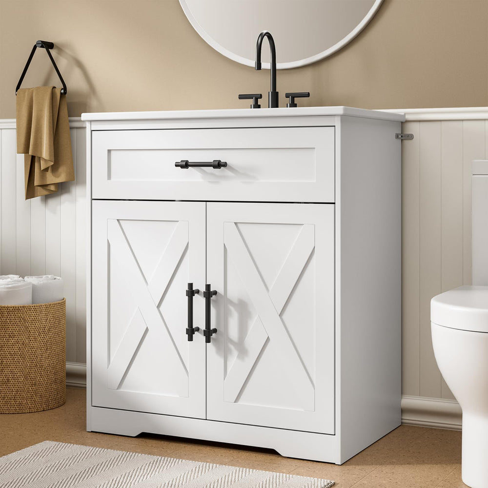 30-Inch Farmhouse Bathroom Vanity with Ceramic Sink