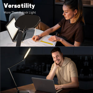 LED Desk Lamp with Swing Arm & Webcam Light