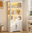 Glass Door Display Cabinet with LED Lights, 5-Tier Bookcase, 69 in Tall