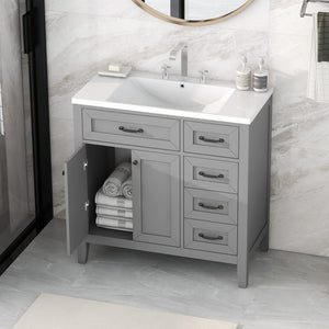36" Bathroom Vanity with Sink, 3 Drawers & Soft-Close Doors