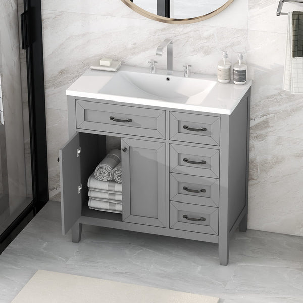 36" Bathroom Vanity with Sink, 3 Drawers & Soft-Close Doors