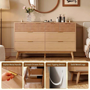 8-Drawer Fluted Dresser with Metal Handles