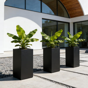 Tall Metal Outdoor Planter Box with Drainage — Set of 2