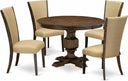 7-Piece Round Dining Table Set with 6 Upholstered Chairs