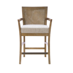 Rattan Back Counter Height Bar Stool – Upholstered Farmhouse Design