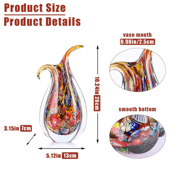 Hand Blown Glass Vase – Murano Style Ellipse Flower Vase