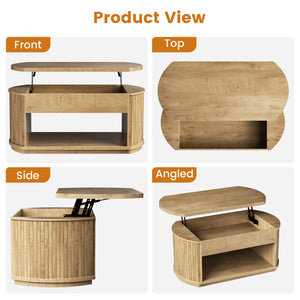 Oval Lift Top Coffee Table with Storage