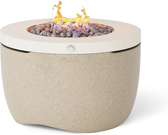 Round Propane Fire Pit Table with Lava Rocks – 70,000 BTU Outdoor Fire Pit
