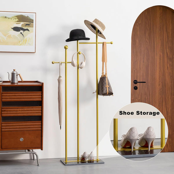 Freestanding Coat Rack with Marble Base