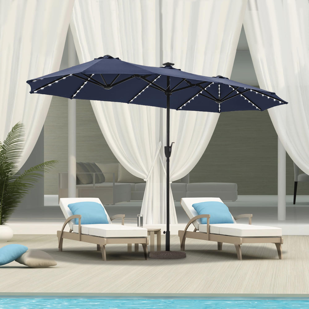 13 ft Double-Sided Patio Umbrella with 120 LED Solar Lights