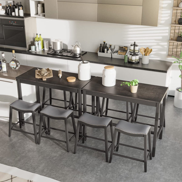 5-Piece Counter Height Dining Set with 4 Upholstered Stools