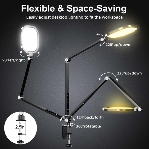 Dimmable Video Conference Light with Swing Arm & C-Clamp