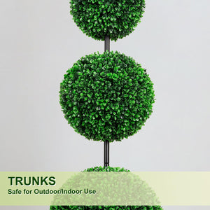 Triple Ball Topiary Tree Set of 2 with Planter – 4 ft Artificial Indoor Outdoor Plant