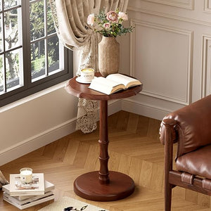 Solid Wood Round Pedestal Side Table