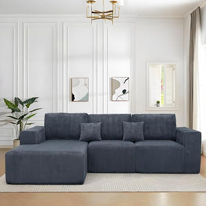 3-Piece Modular Cloud Sectional Sofa – Corduroy, No Assembly Required