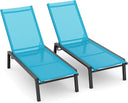 Foldable Outdoor Chaise Lounge Set of 2 with 4-Position Adjustable Backrest
