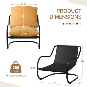 Modern Metal Frame Accent Chair with Upholstered Cushion