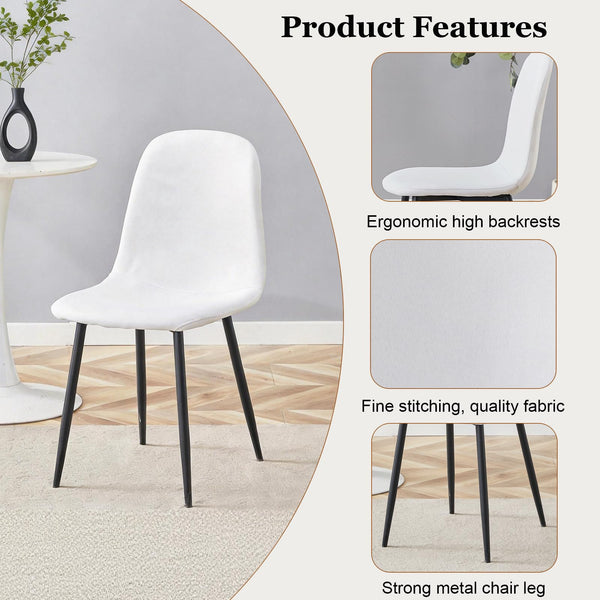 Round Dining Table Set for 4 with Upholstered Chairs